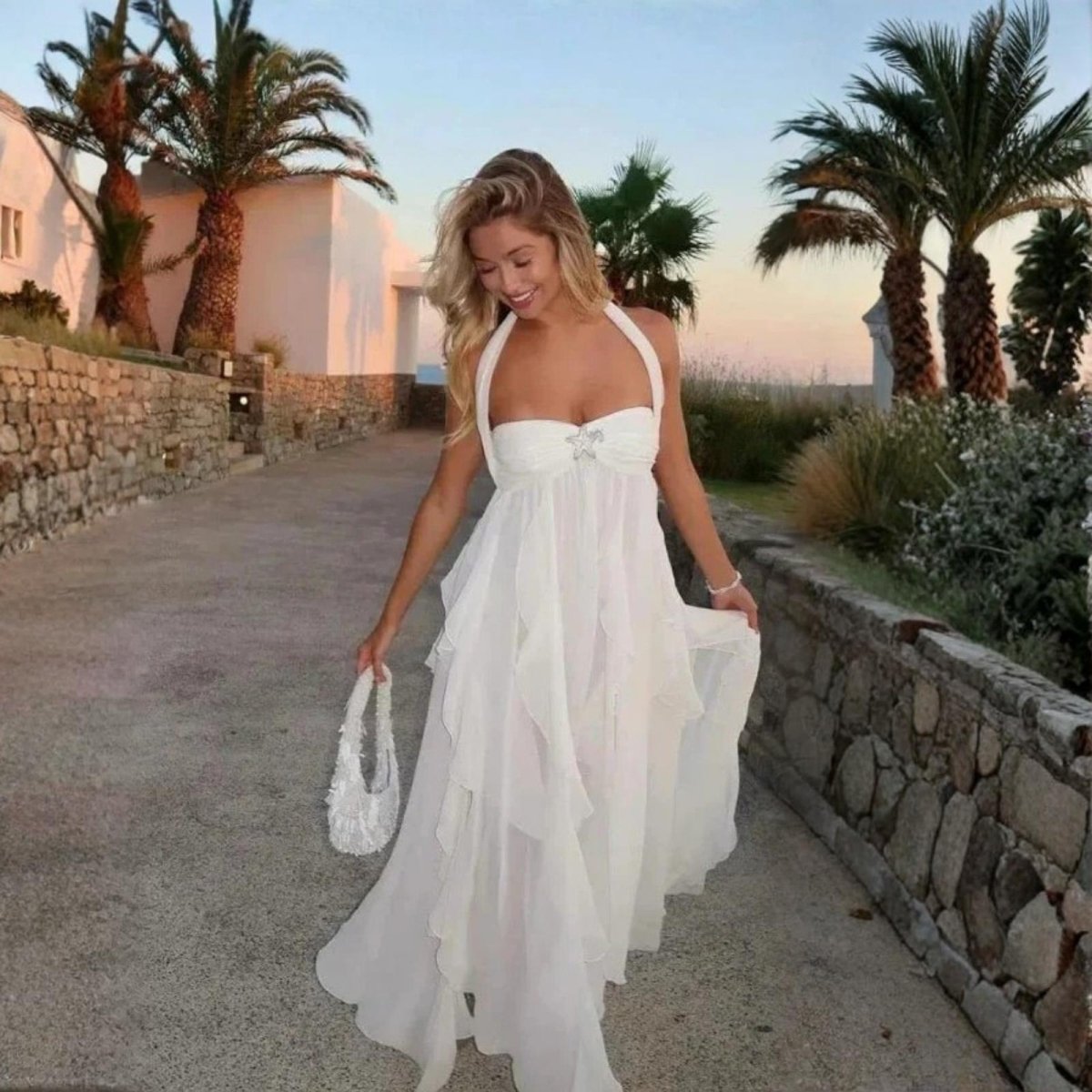 Ariel | Embellished Star Open-Back Maxi Dress