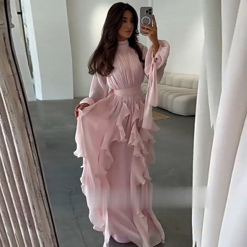 Elegant Ruffled Maxi Dress For Women