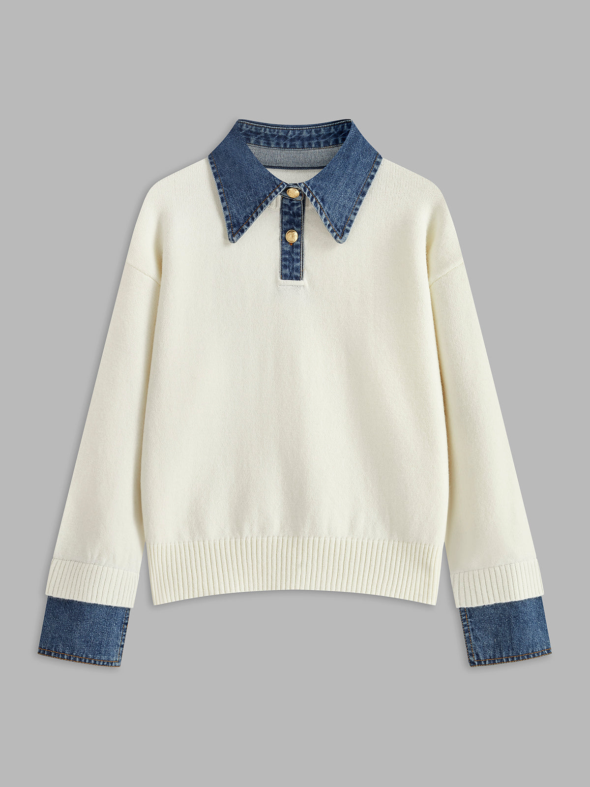 Warm 2-in-1 Panel Lapel Knit Sweater
