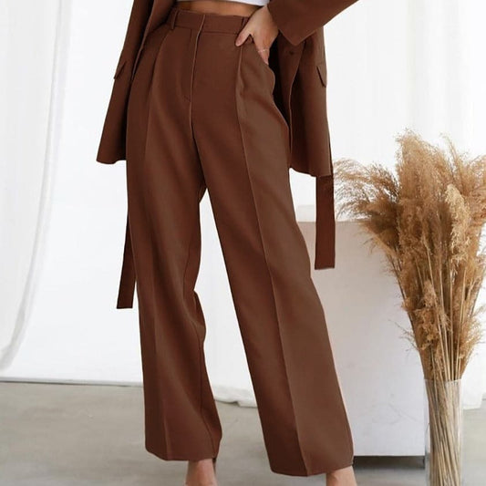 Harper | Elegant High-Waisted Wide-Leg Pants with Pleats