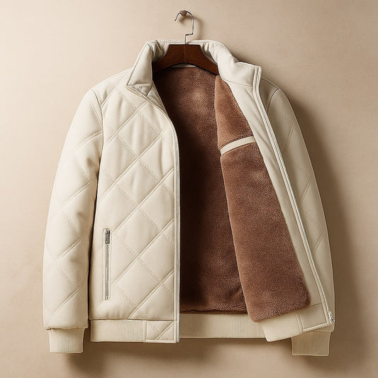 Benedict | Lined Quilted Bomber Jacket Stand Collar Zip