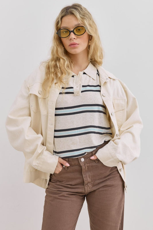 Chloe | Women's Striped Short Sleeve Polo Shirt