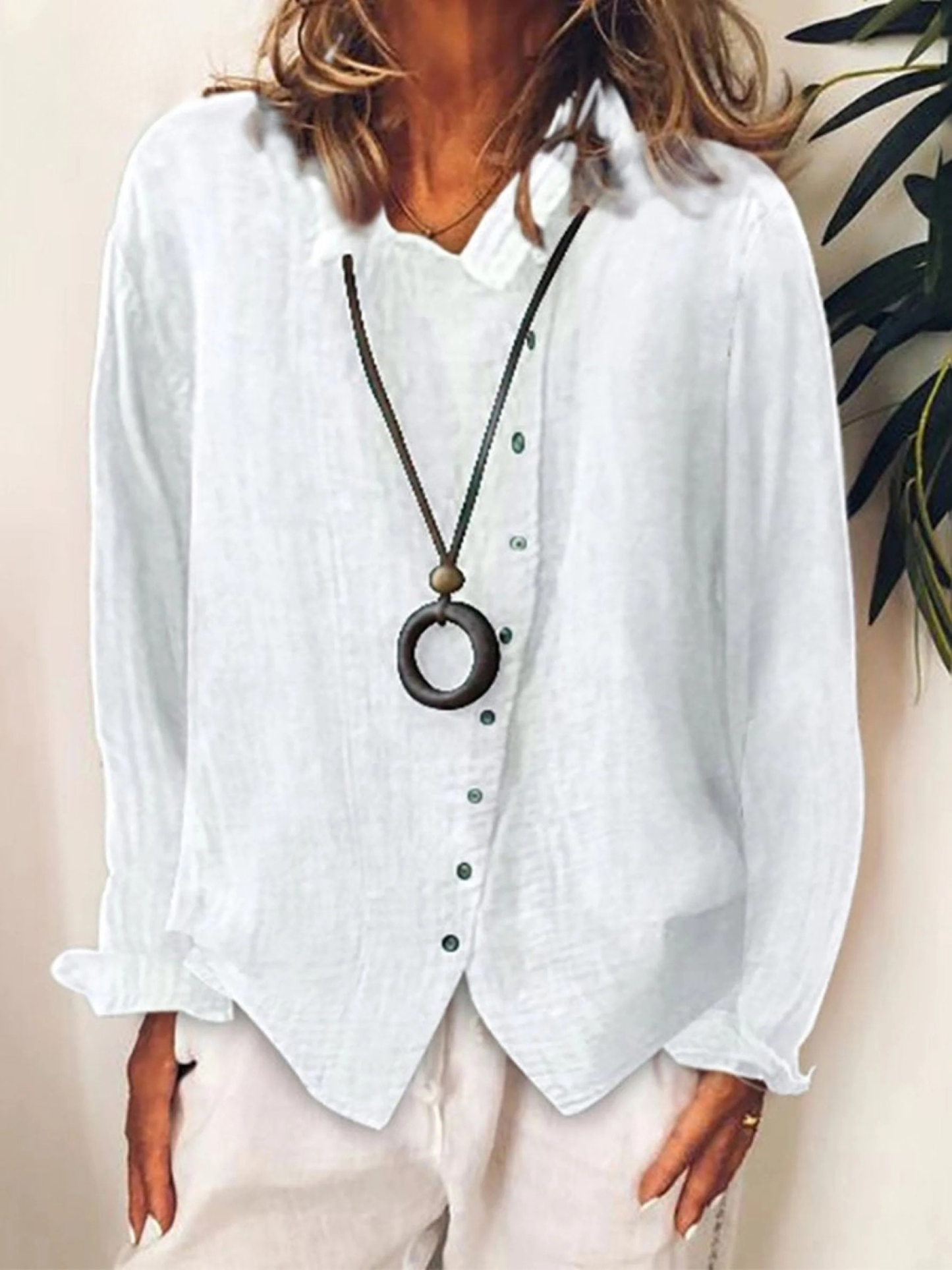 Nadia | Relaxed Linen Long Sleeve Blouse