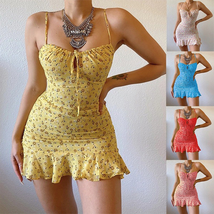Floral Summer Dress With Ruffle Hem For Women