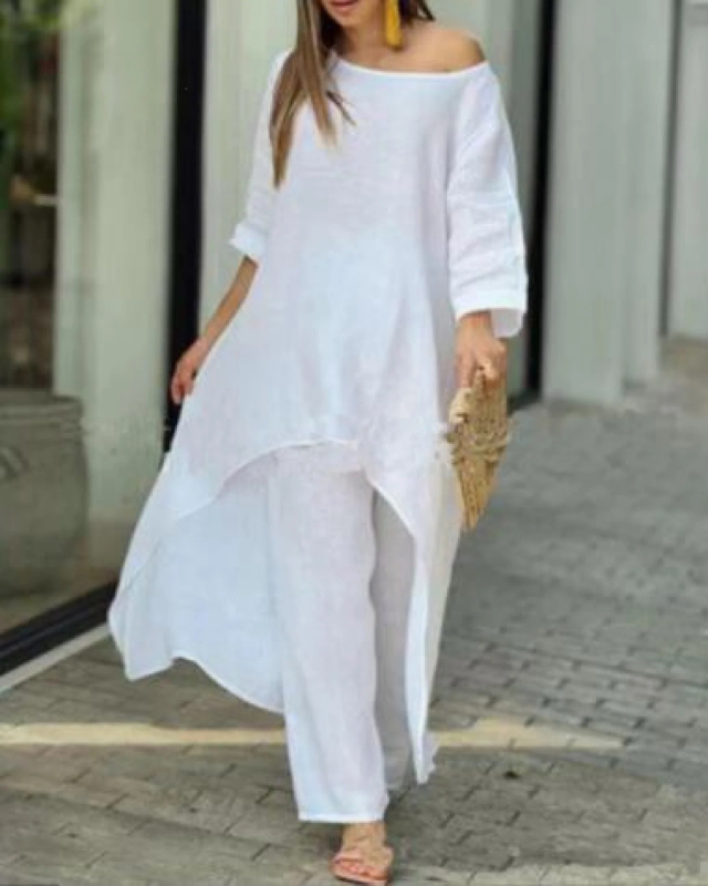 Maeve | Linen High-Low Tunic Co-ord Set