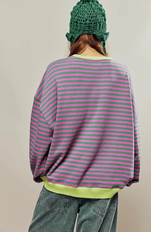 Pippa | Women's Oversized Striped Batwing Knit Sweater