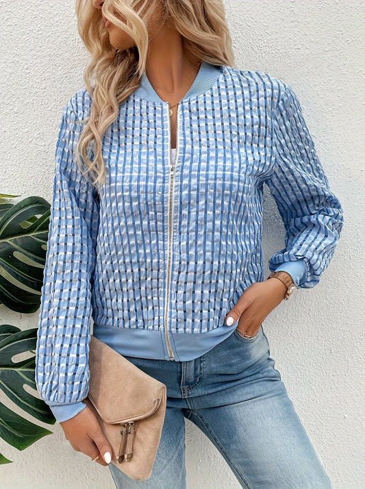 Marina | Women's Zip-Up Textured Bomber Jacket