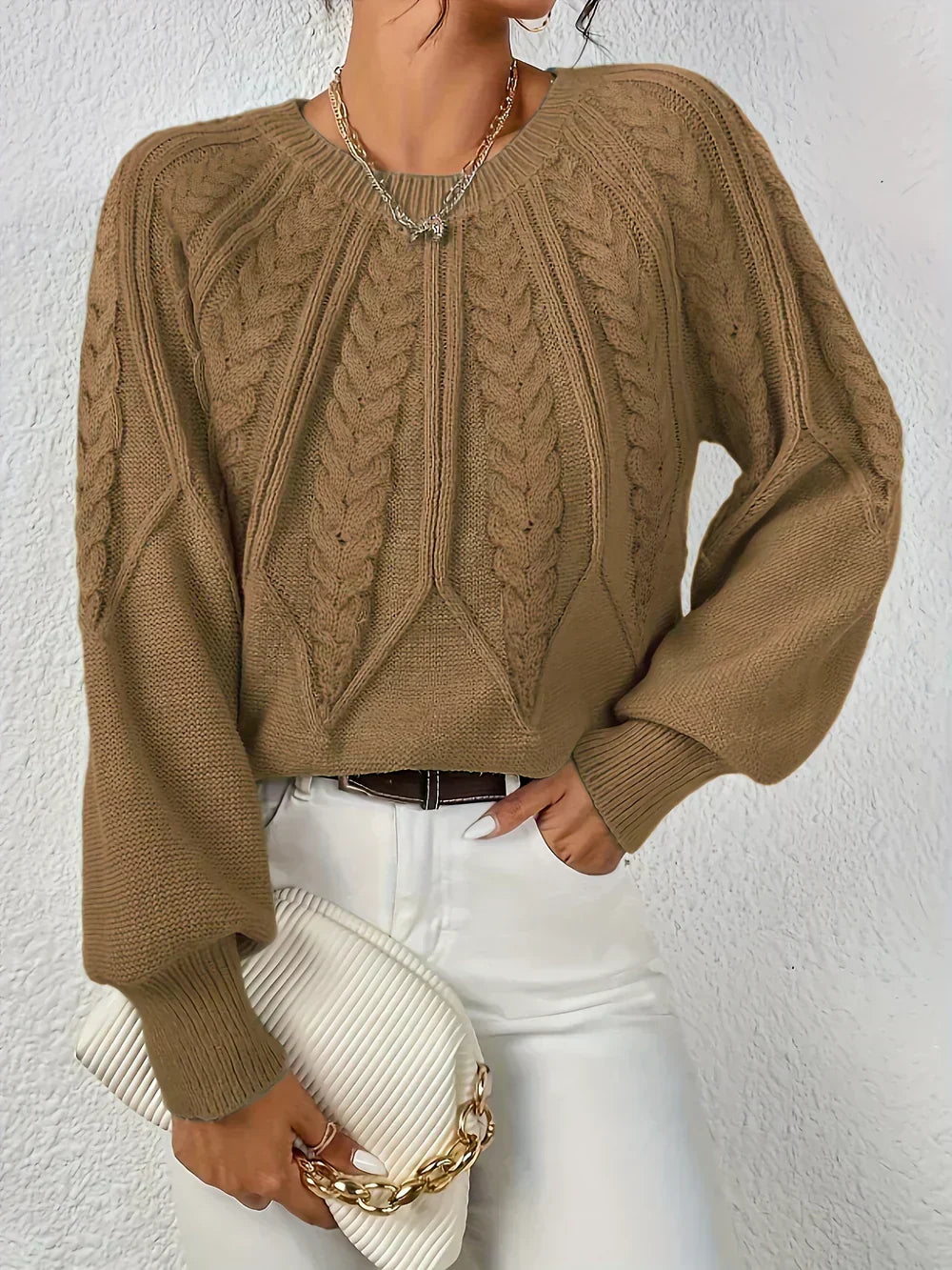 Odessa | Cable Knit Raglan Sleeve Sweater