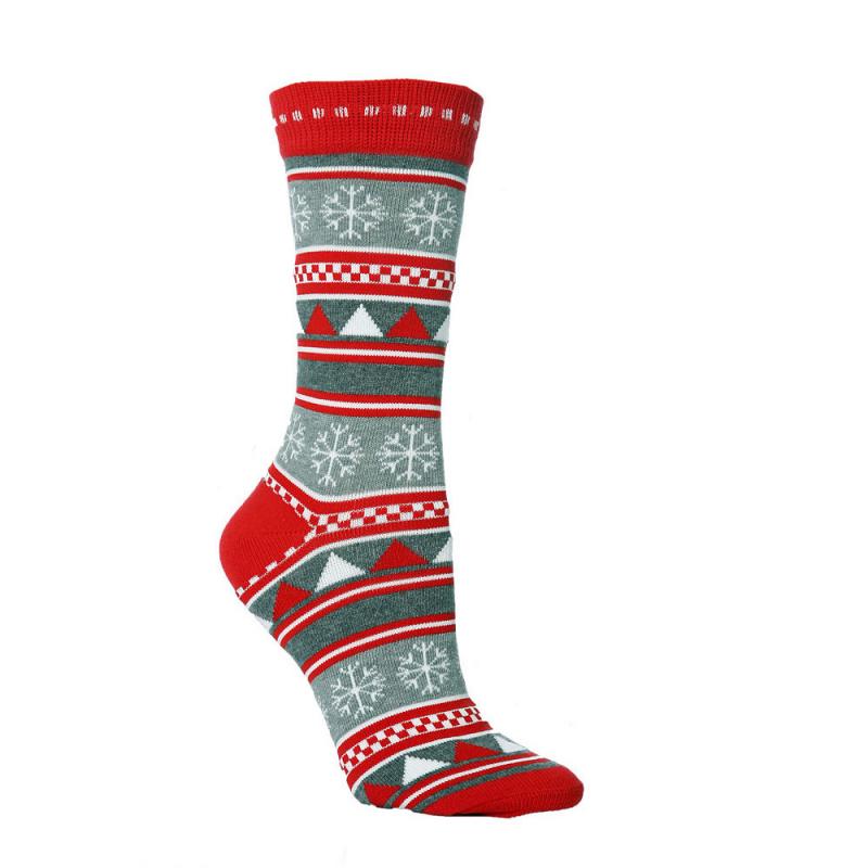 Toffee | Christmas Socks Reindeer Print Striped Cuff