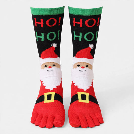 Marzipan | Christmas Socks Five Toe Contrast Cuff