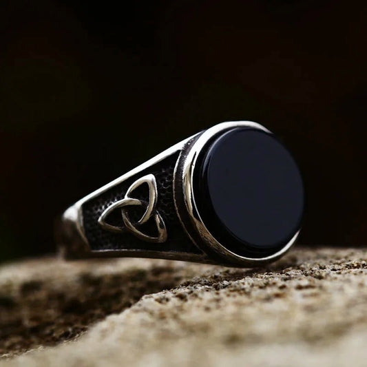 Bold Signet Ring with Black Inlay