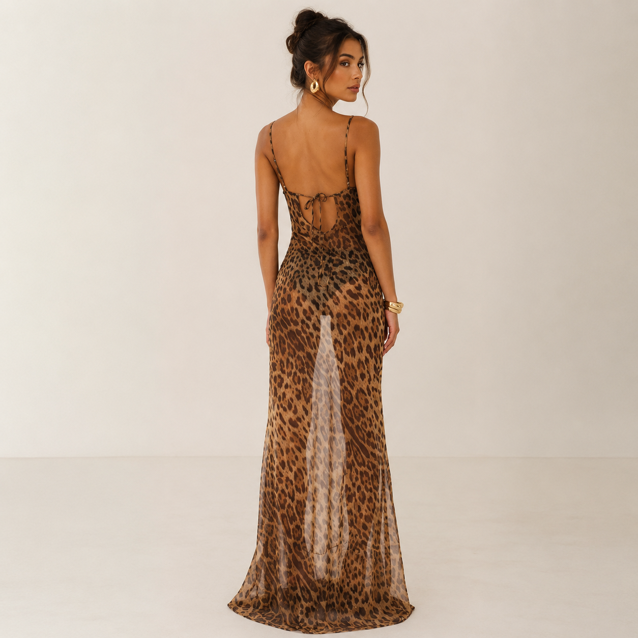 Ember | Women's Sheer Leopard Print Maxi Dress