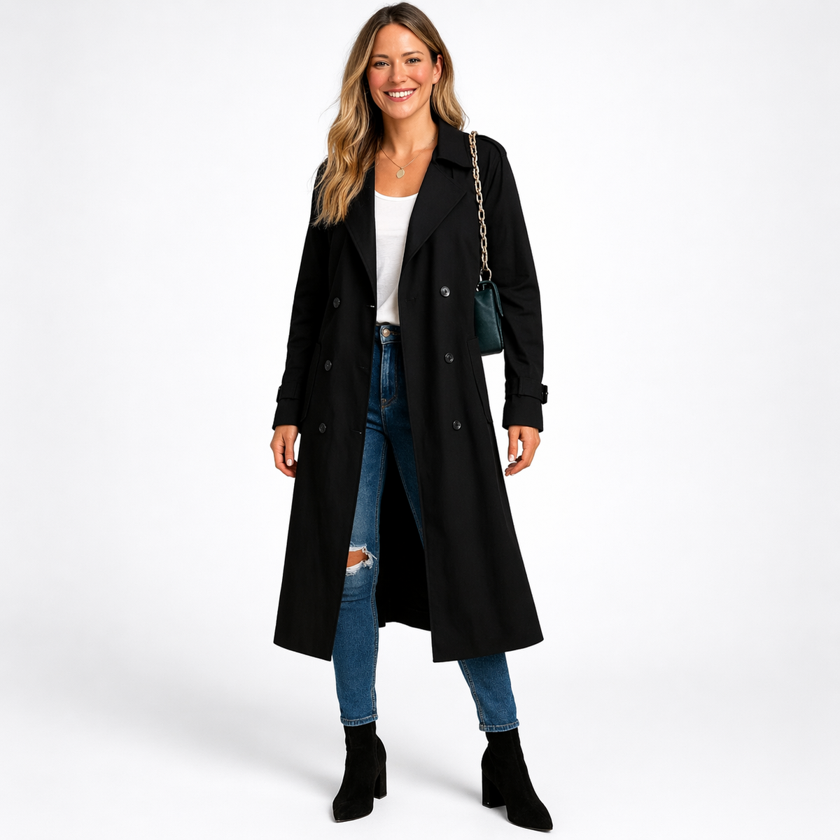 Linnet | Long Belted Trench Coat Adjustable Waist
