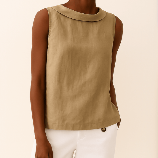 Maria | Sleeveless Roll Collar Top
