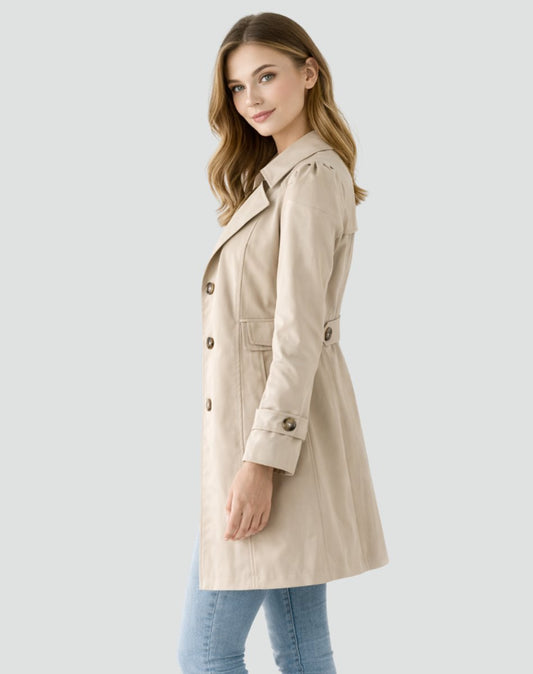 Kitty | Classic Double Breasted Trench Coat Buttoned Cuffs