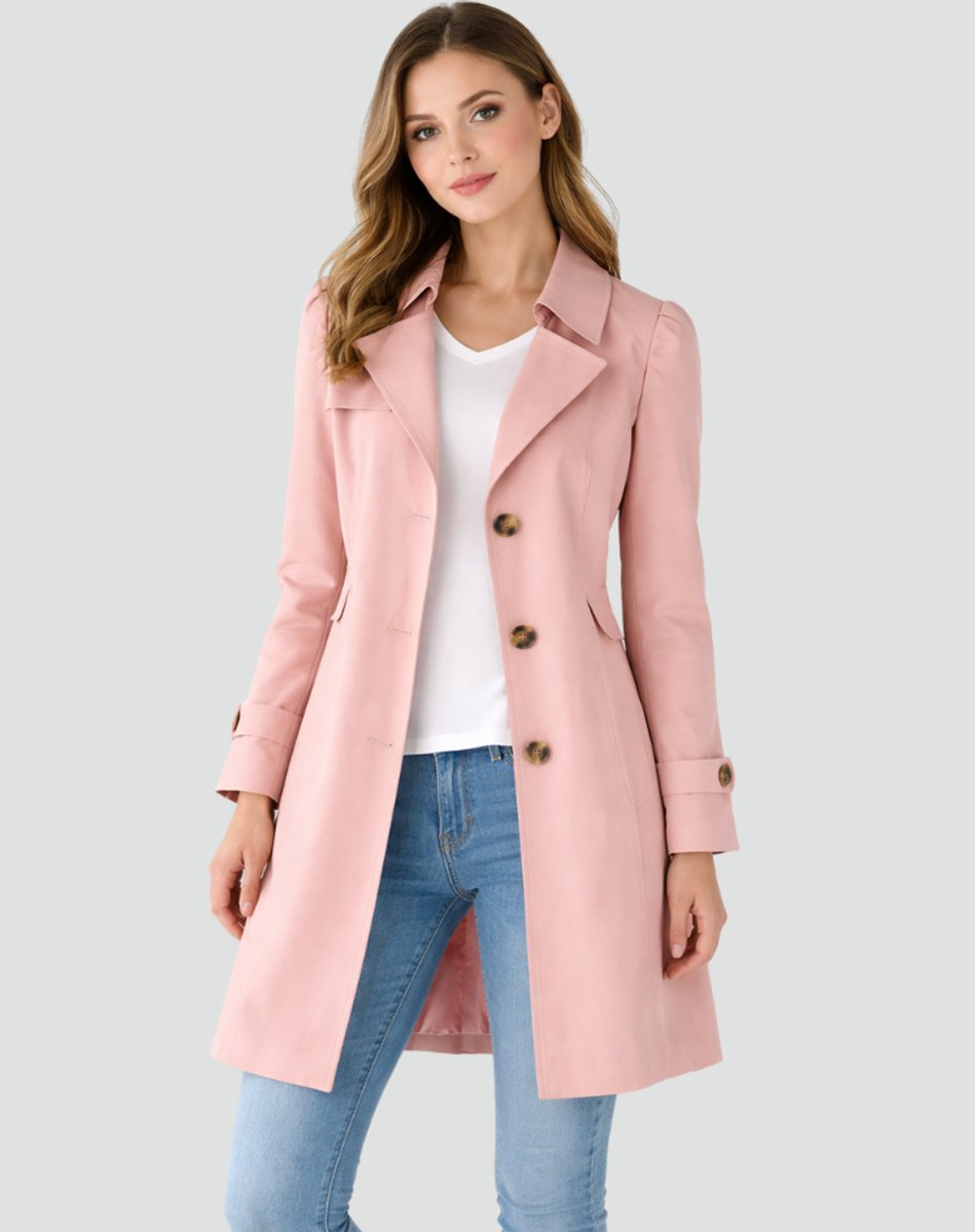 Kitty | Classic Double Breasted Trench Coat Buttoned Cuffs