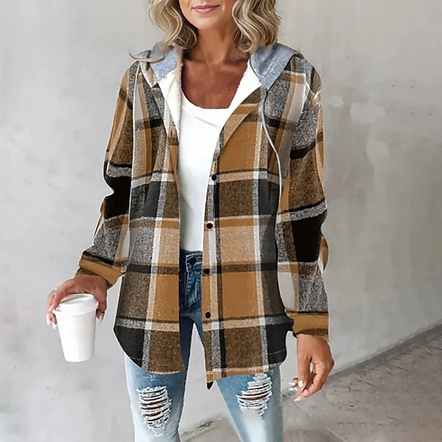 Esra | Women's Hooded Mixed Texture Jacket