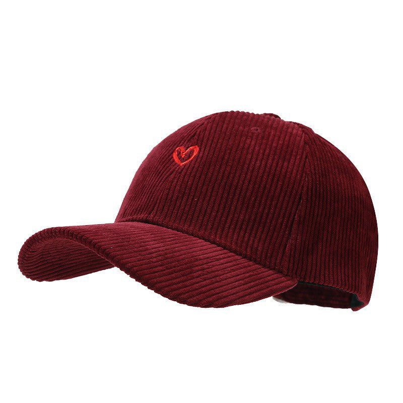 Everyday Corduroy Cap with Embroidered Heart