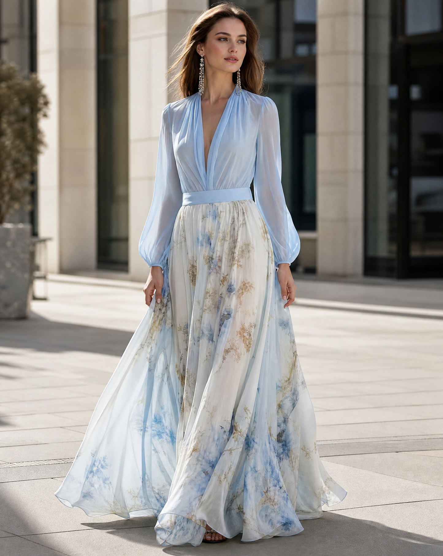 Rita | Elegant Floral Chiffon Maxi Dress