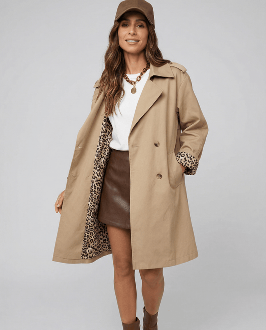 Leopard Print Trench Coat Women – Chic Casual Layering for Transitional Seasons
