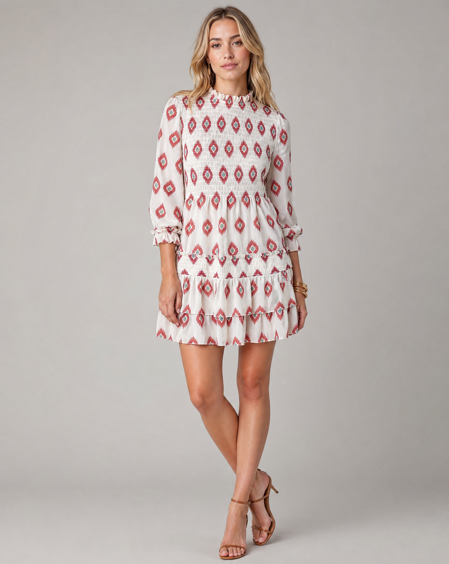 Rose | Women's Vintage Floral A-Line Ruffle Mini Dress