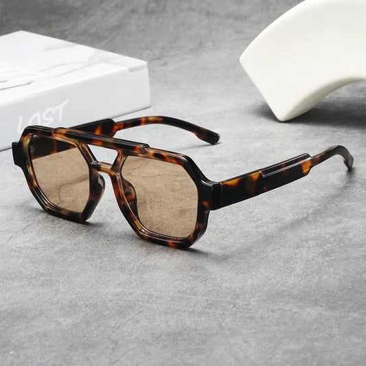 Geometric Navigator Sunglasses with Tinted Lenses