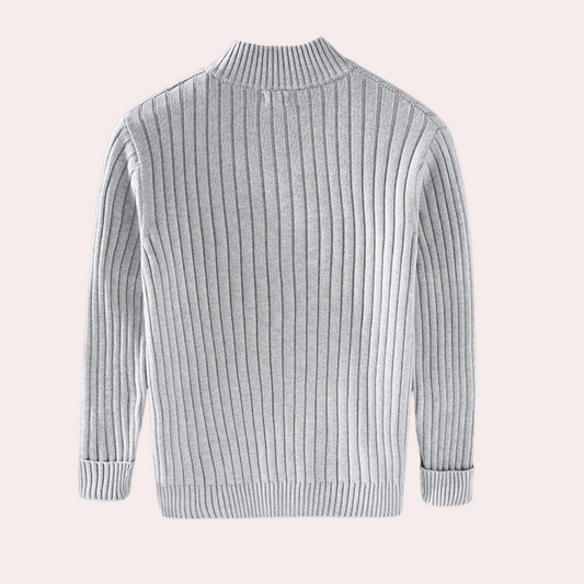 Lysander | Ribbed Knit Zip Up Jacket Stand Collar