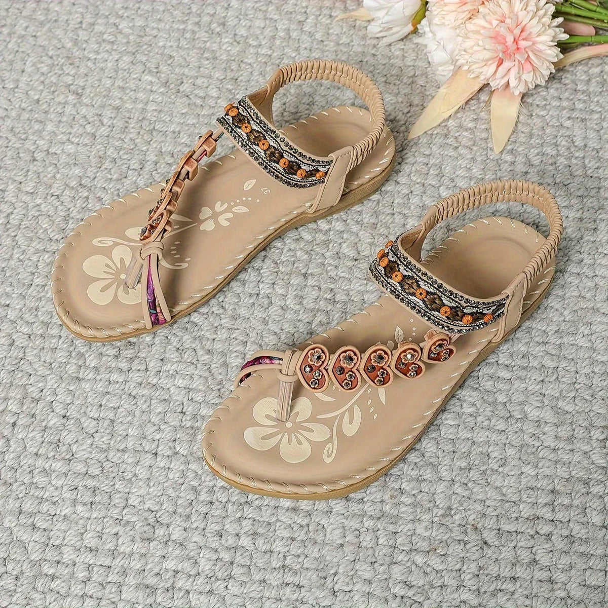 Isla | Women's Beaded Strap Bohemian Leather Sandals