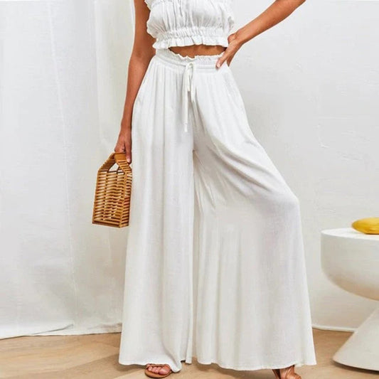 Addie | Stylish High Waisted Wide Leg Palazzo Trousers