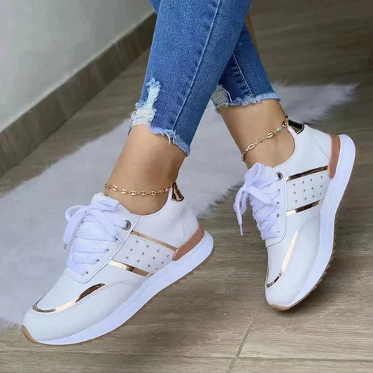 Nicolette | Women's Lace-Up Metallic Accent Sneakers