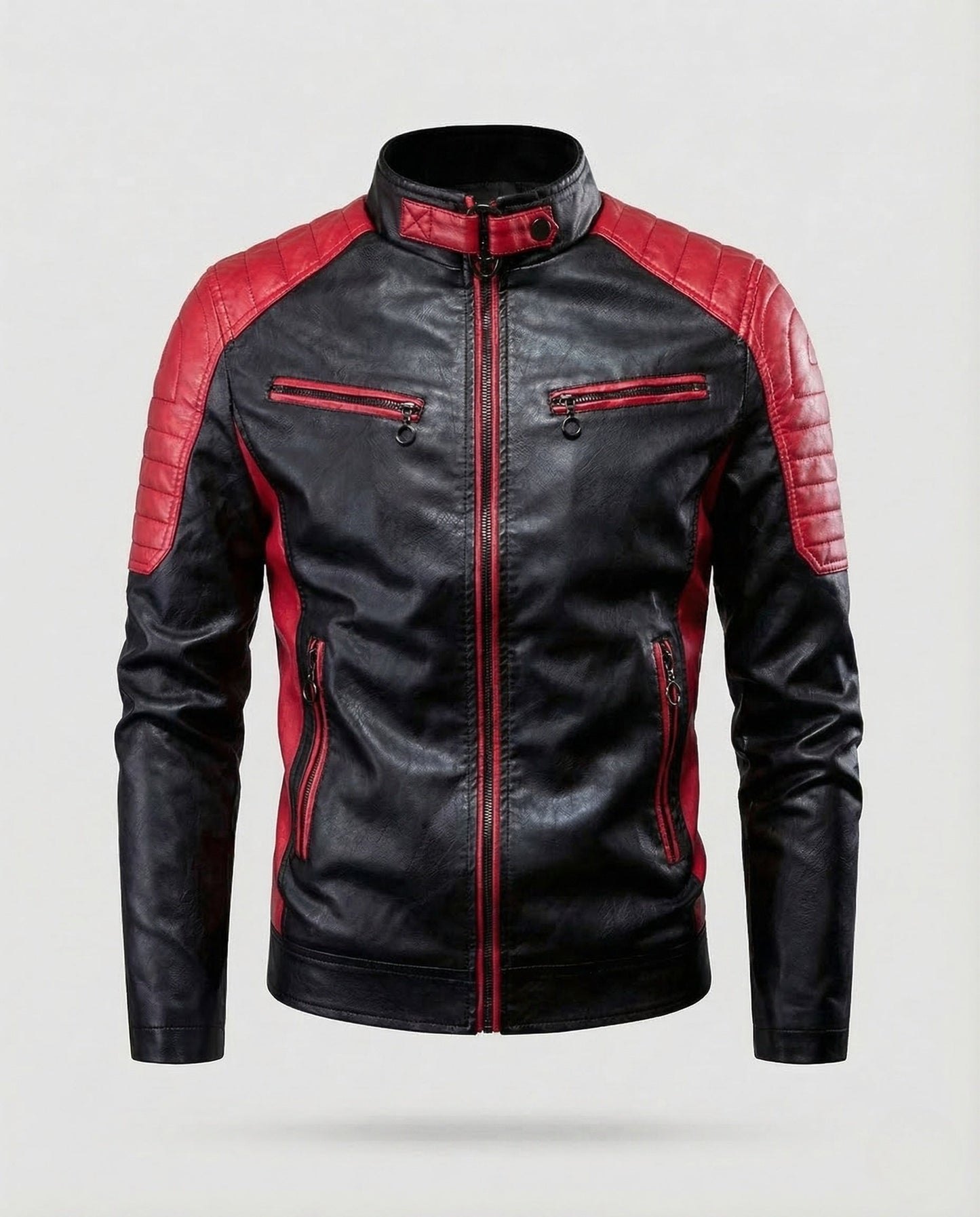 Zane | Men's Band Collar Quilted Shoulder Zip Jacket