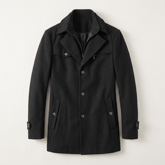 Leon | Men's Mid-Length Double Collar Overcoat