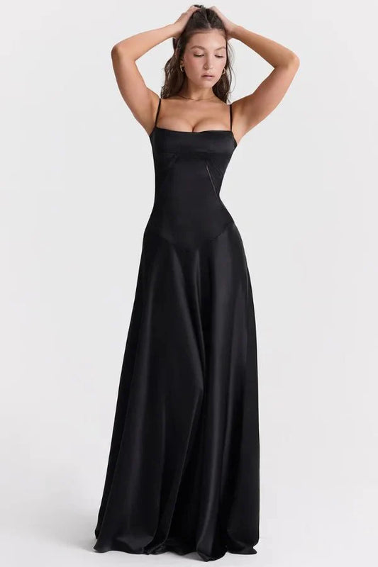 Gabriella | Silky Satin Corset Maxi Dress