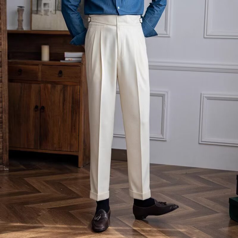 Kendall | Men's Tailored Pants - High Waist Wool Blend
