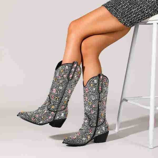 Diana | Women's Embellished Mid-Calf Cowboy Boots