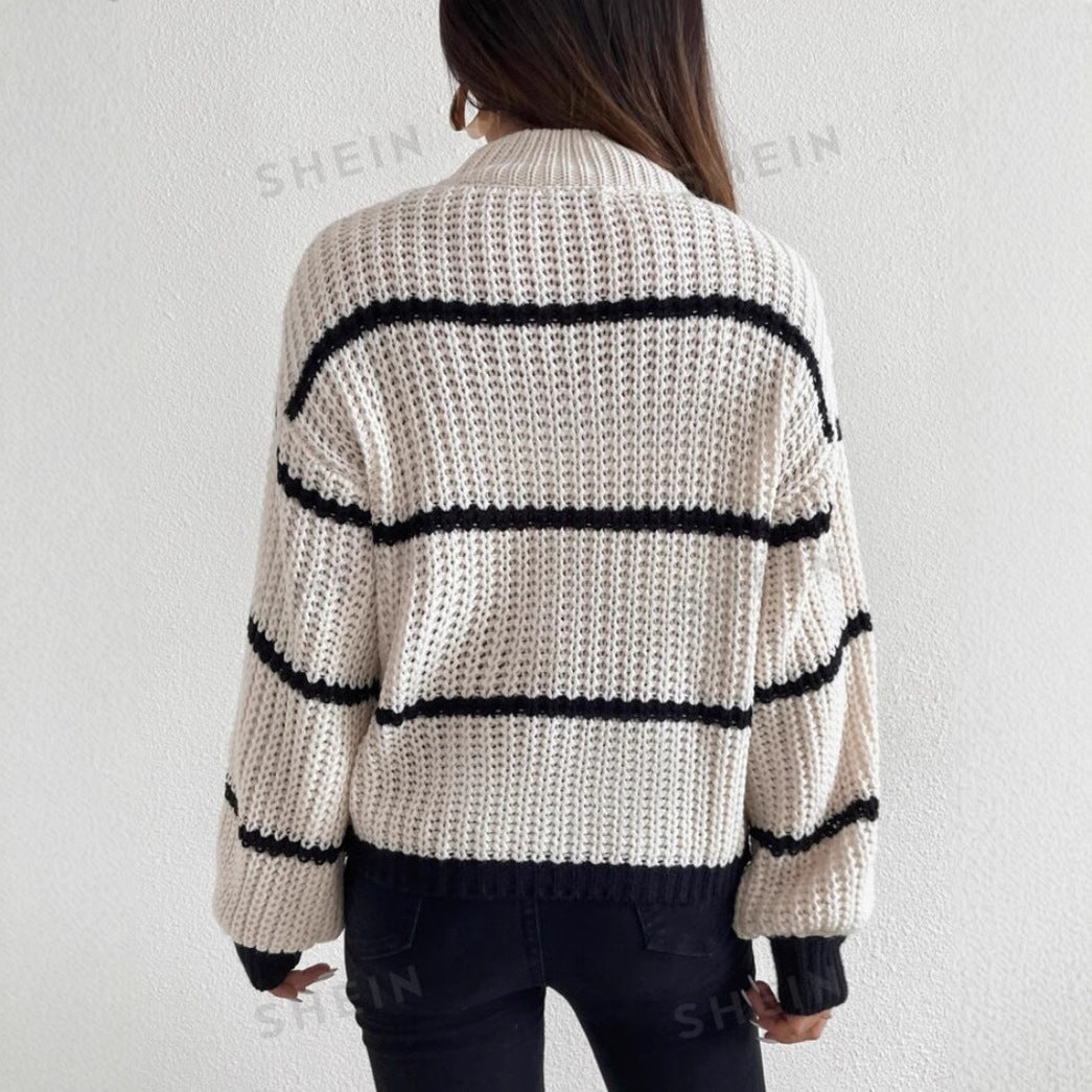 Rachael | Women's Oversized Striped Crew Neck Sweater