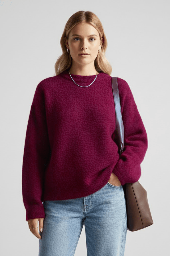 Mila | Women's Dropped Shoulder Round Neck Knit Sweater