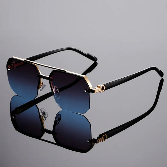 Oversized Rimless Sunglasses with Gradient Lenses