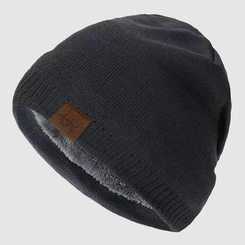Ribbed Knit Beanie with Fleece Interior