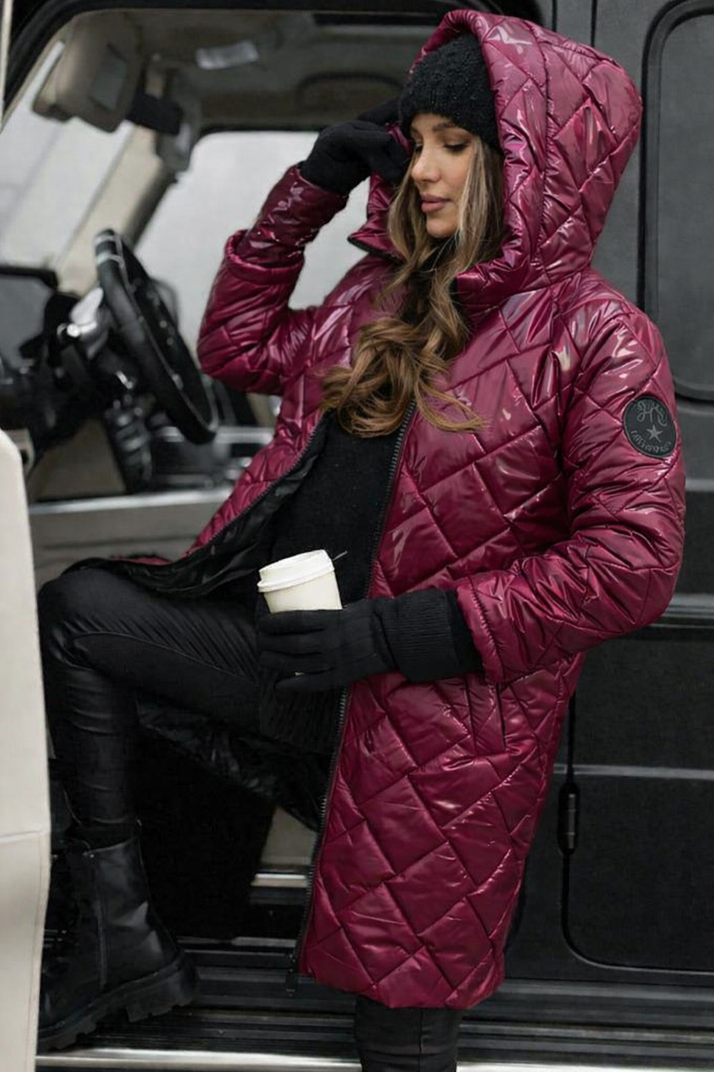 Women's Longline Quilted Puffer Coat — Hooded Lightweight Insulated Winter Jacket