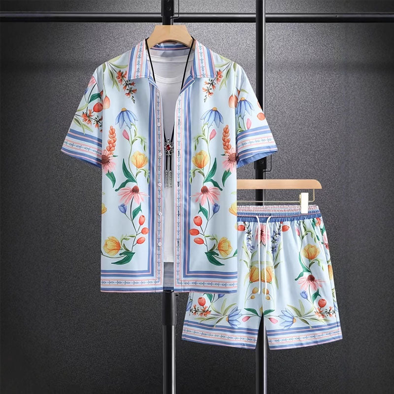 Roberto Russo Floral Print Shirt and Shorts Set