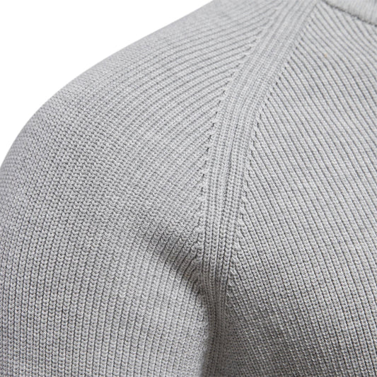 Osric | Zip Up Wool Blend Sweater Ribbed Cuffs