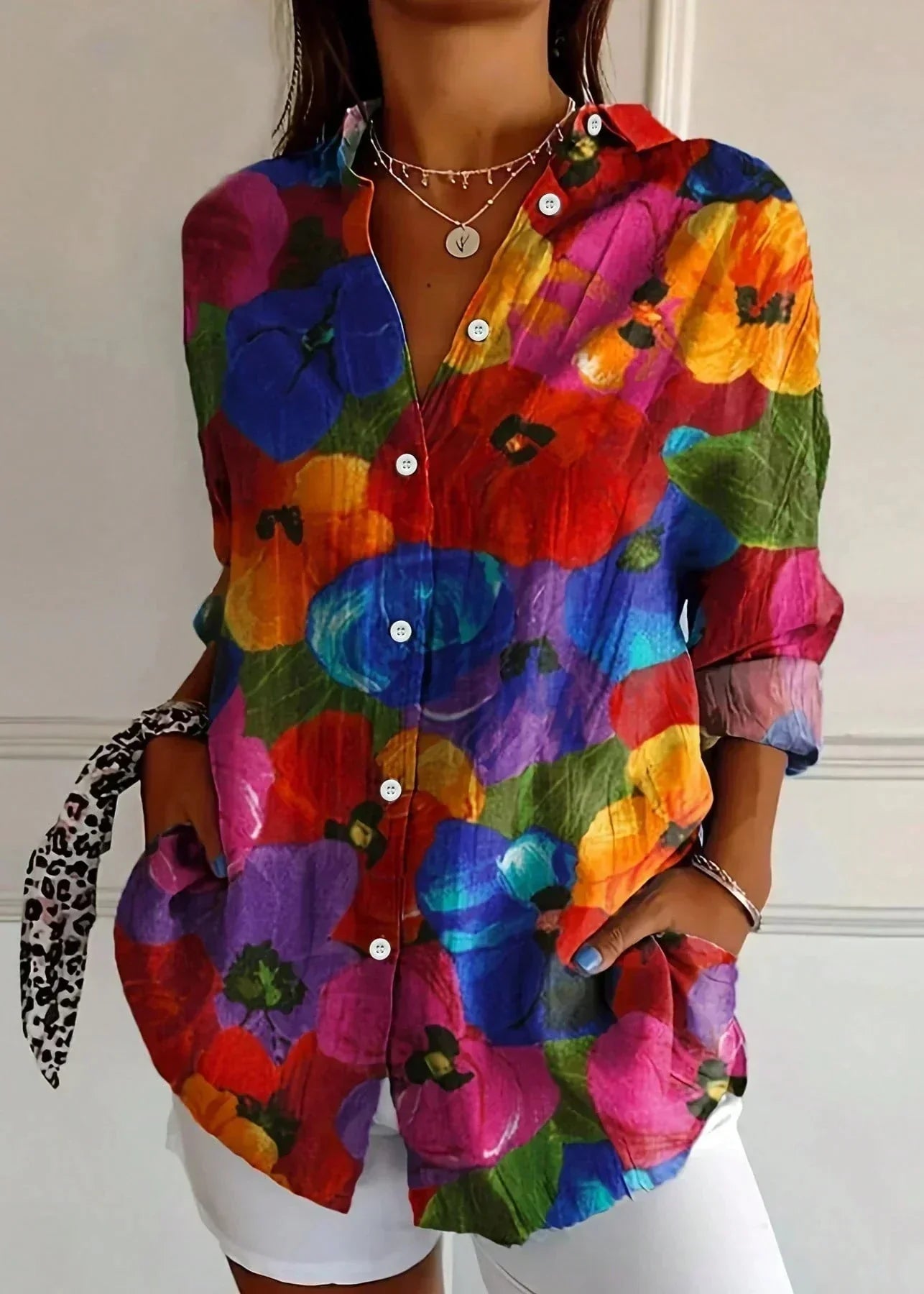 Xanthe | Printed Cotton Button-Up Blouse