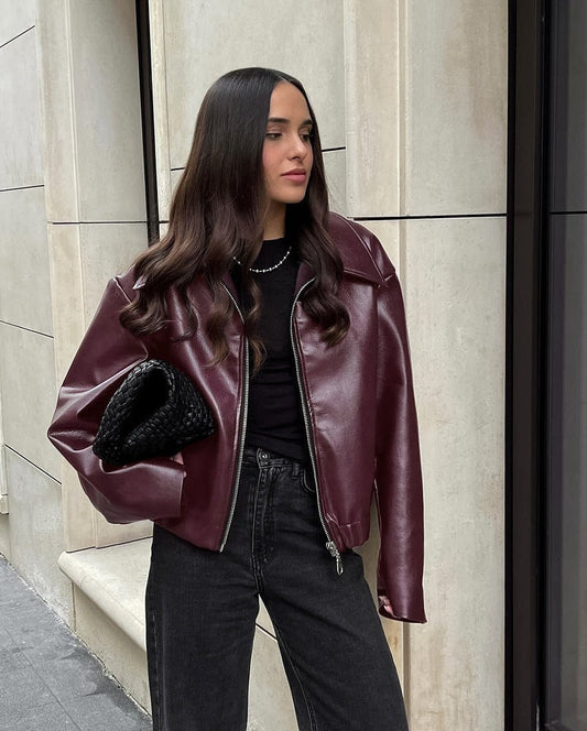 Reina | Women's Vegan Leather Square Neck Jacket