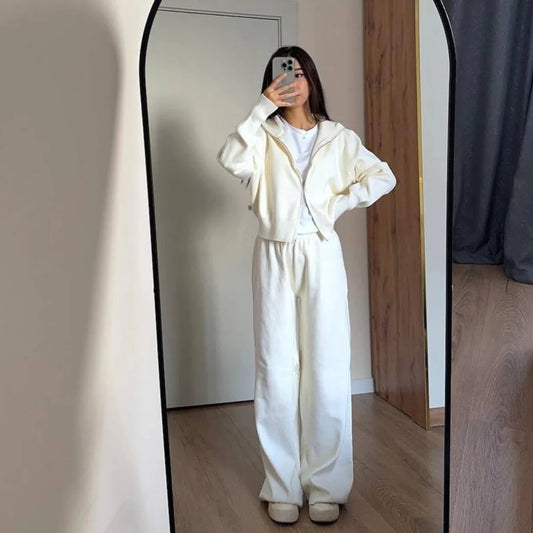 Isabelle | Luxe Knit Jacket & Wide-Leg Pants Set