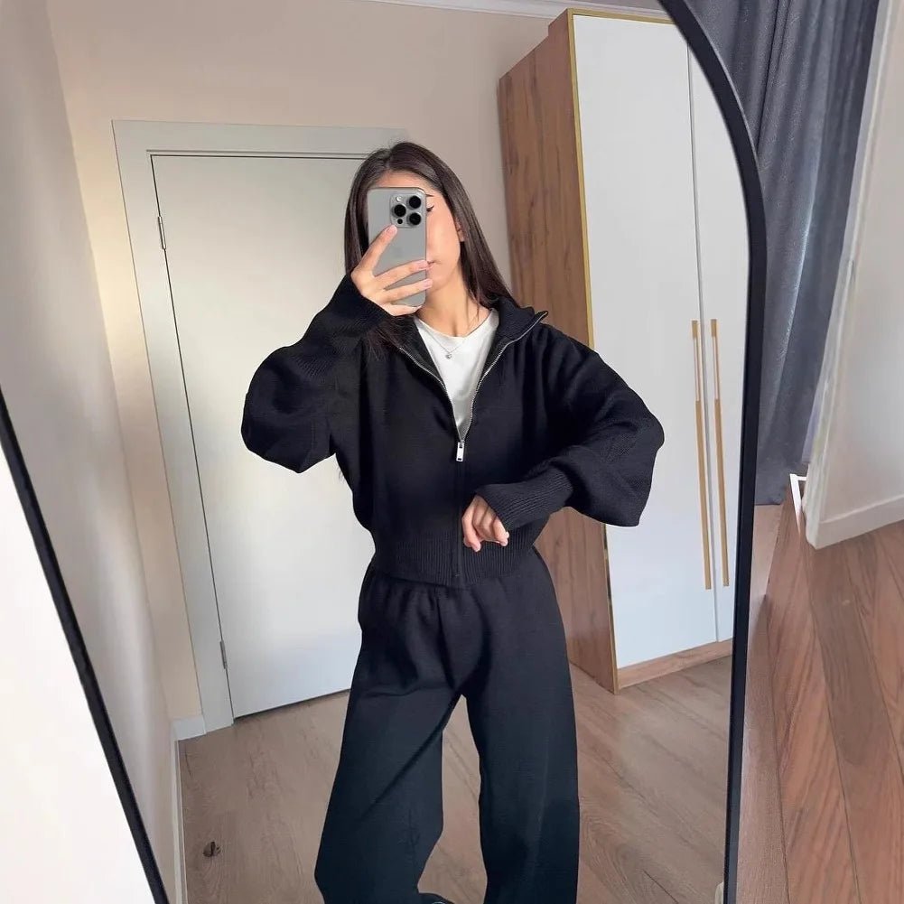 Isabelle | Luxe Knit Jacket & Wide-Leg Pants Set