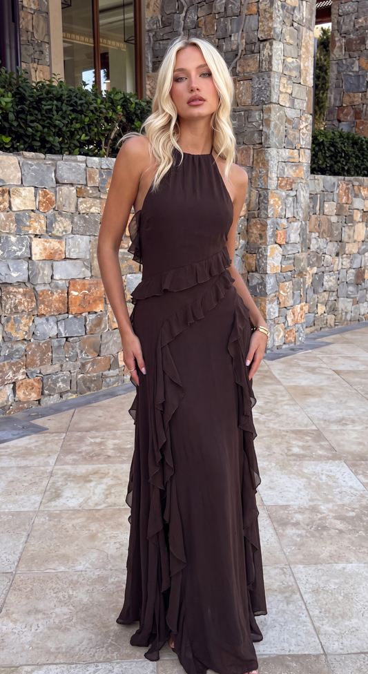 Lori | Women's Halter Neck Maxi Dress