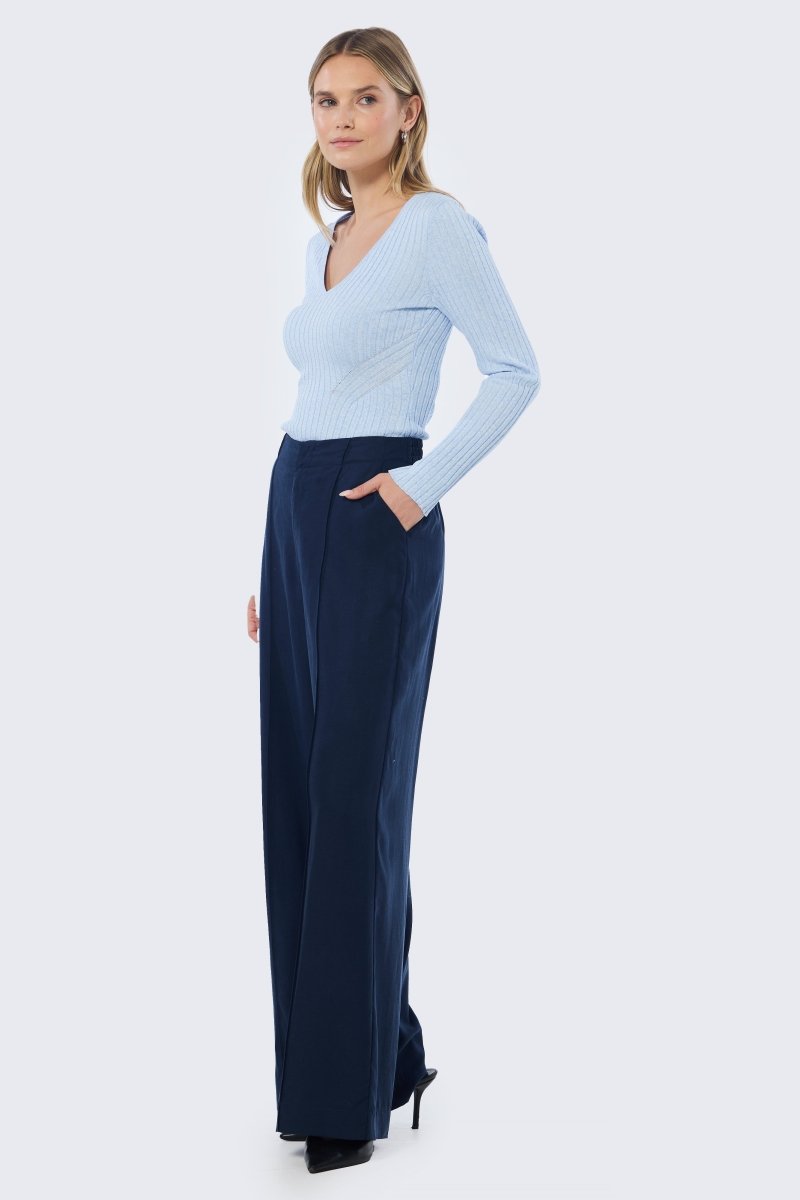 Tailored Pintuck Pants - Navy