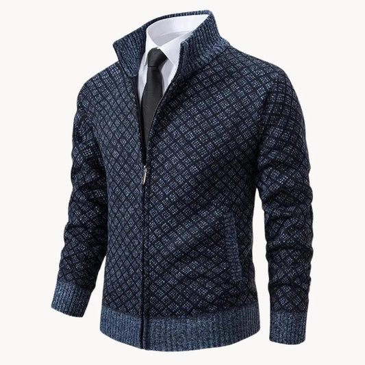 Damon | Men's Full-Zip Patterned Sweater Jacket