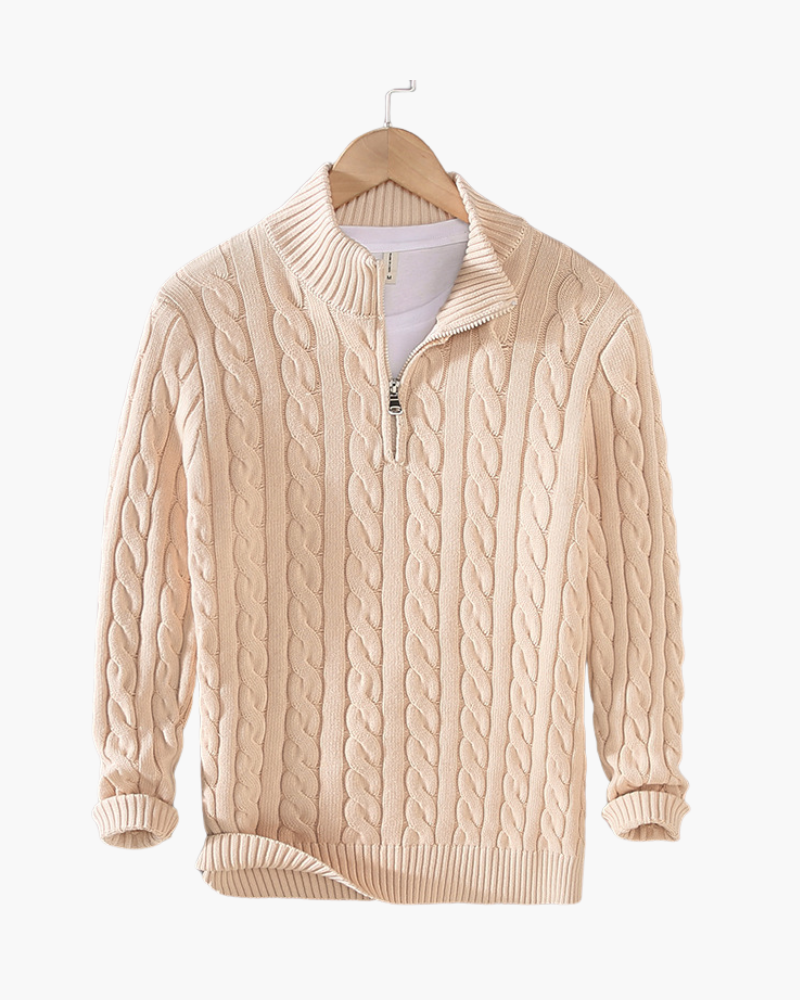 Francesco | Cable Knit Half-Zip Sweater